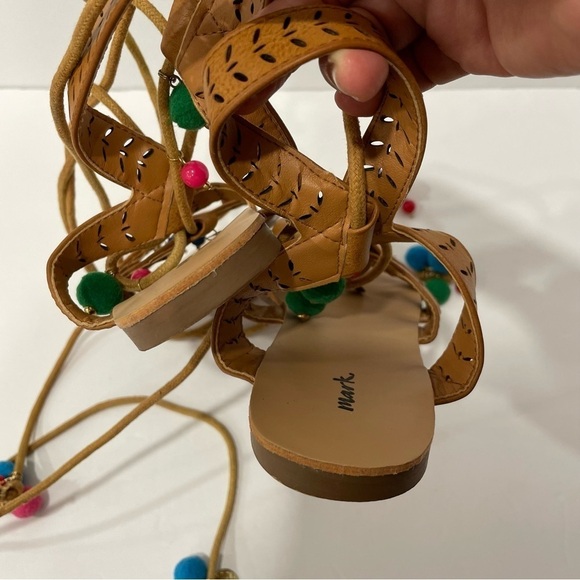 Mark. Size 8 Boho Faux Leather Gladiator Sandals with Colorful Beaded Tassels - Picture 5 of 11